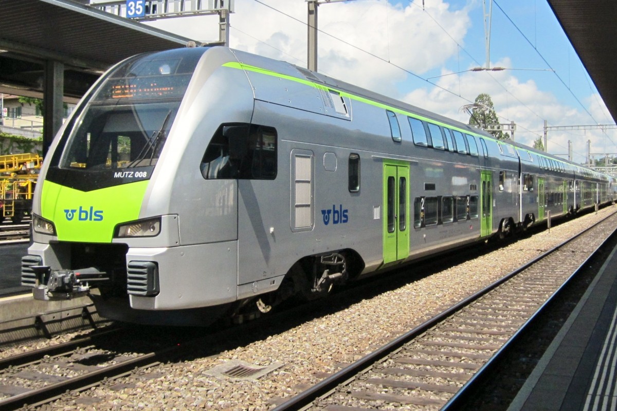 BLS MUTZ 008 stands in Spiez on 30 June 2013. Rail