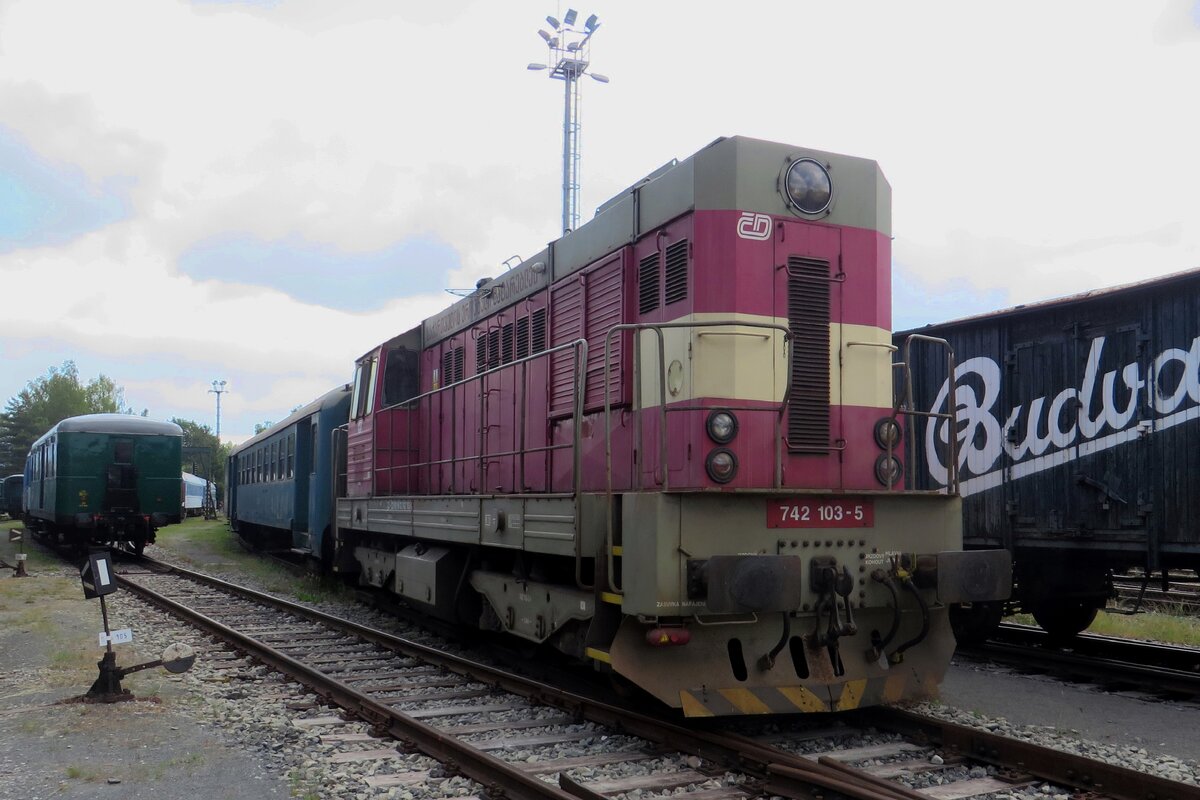 CD Kocour 742 103 stands in the CD Musuem of Luzna u Rakovnika on 11 June 2022.