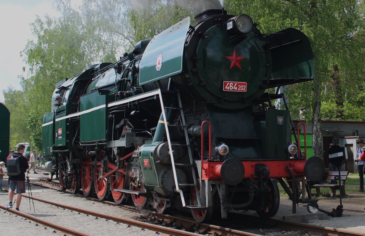 Czech steamer 464 202 stands in the Railway Museum of Luzna u Rakovnika on 11 May 2024.