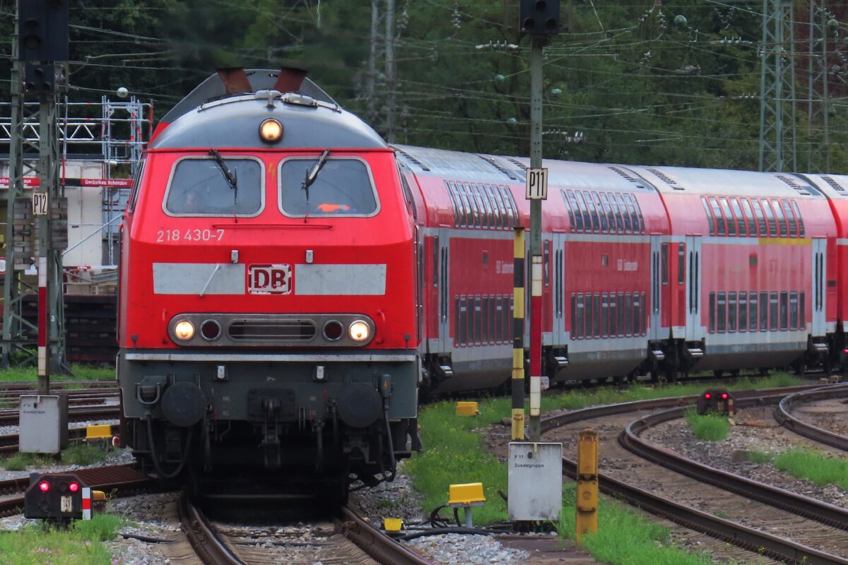 DB regio 218 430 enters München Ost on 12 September 2024.