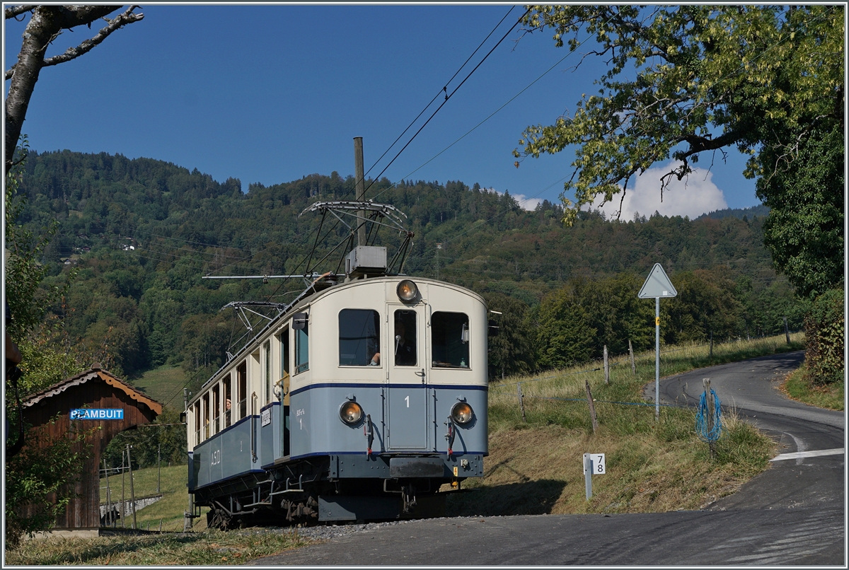  Le Chablais en fête  at the Blonay Chamby train. The well-maintained ASD BCFe 4/4 N° 1 on its  round  trip from Chaulin to Cornaux and Chamby and back to Chaulin at the photo stop in  Plambuit  respectively. Cornaux.

September 9, 2023