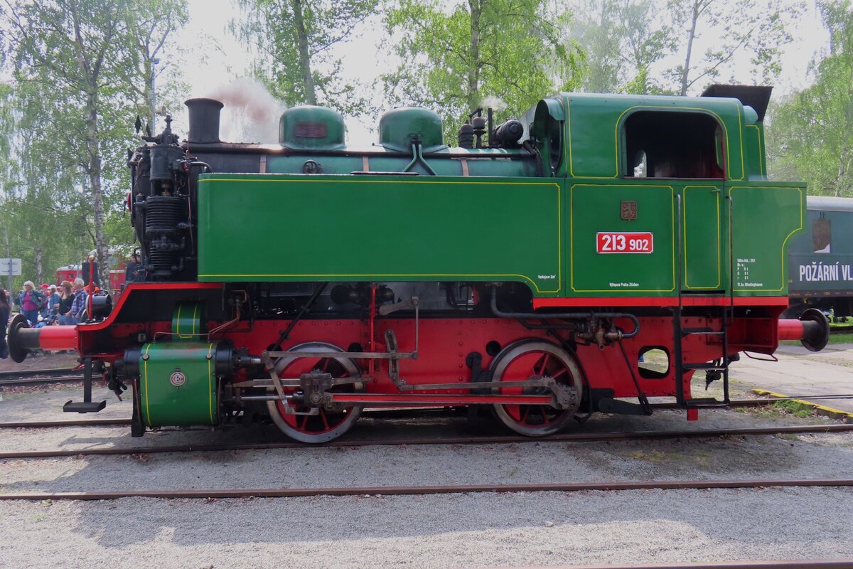 Little steamer 213 902 stands in the railway museum of Luzna u Rakovnika on 11 May 2024.