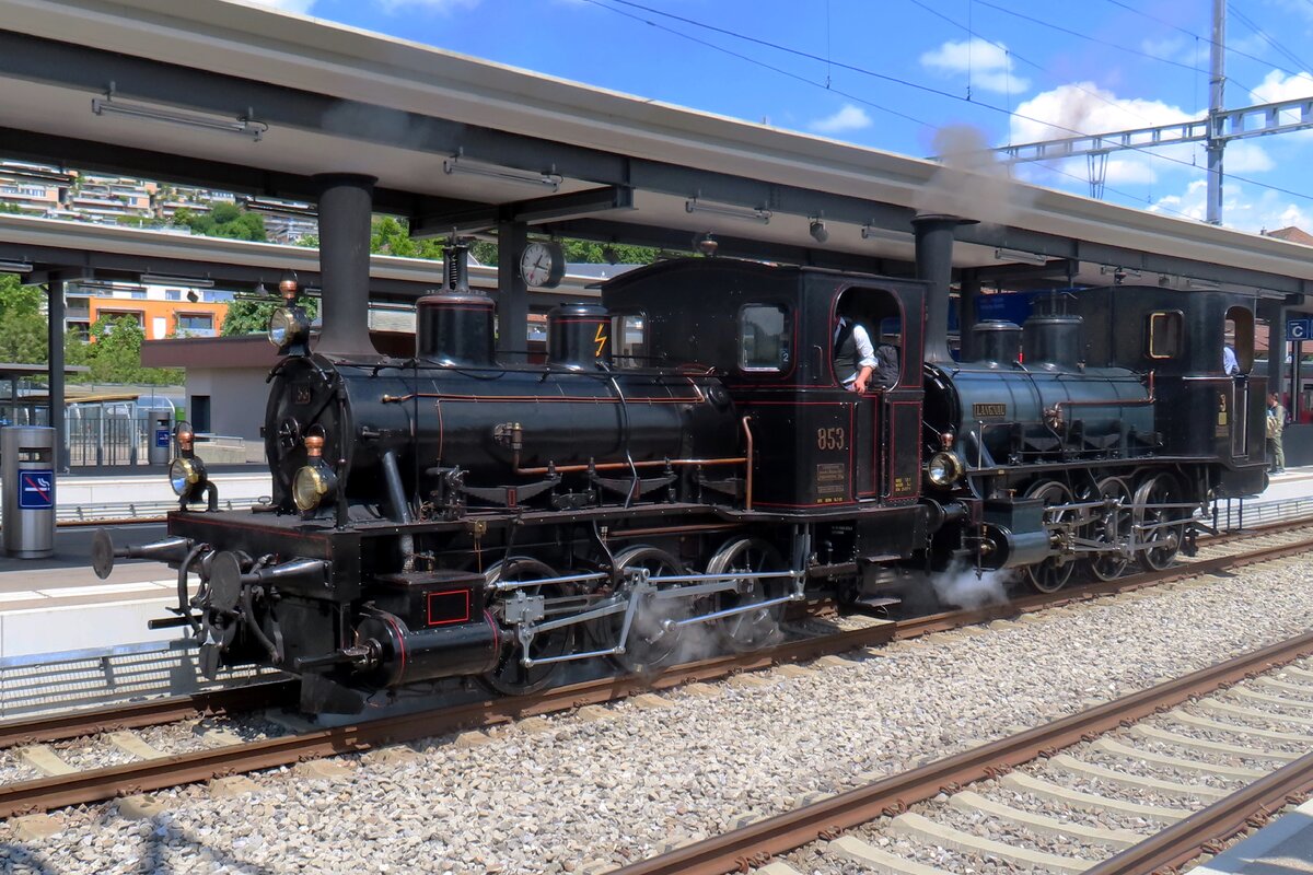 Lok 853 of DBB stands in Konolfingen on 18 May 2025.