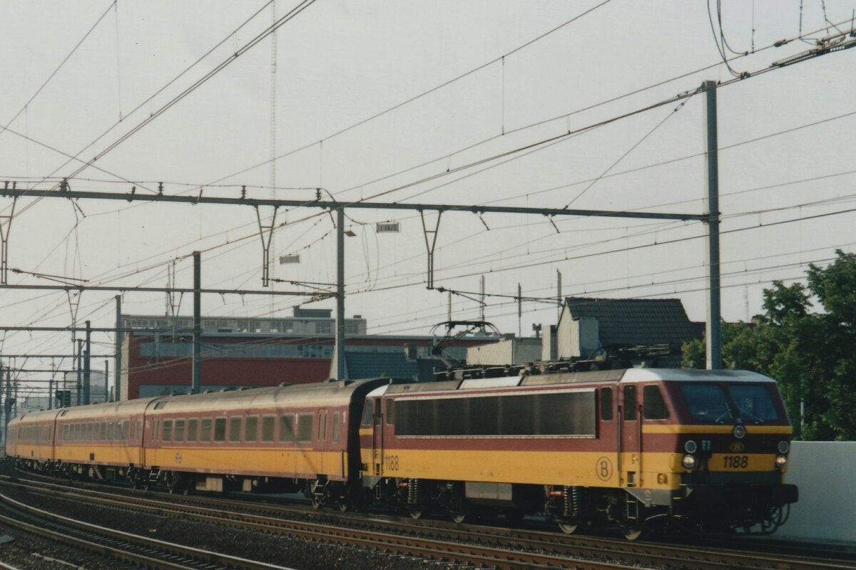 NMBS 1188 is about to call at Antwerpen-berchem on 10 June 2006. 