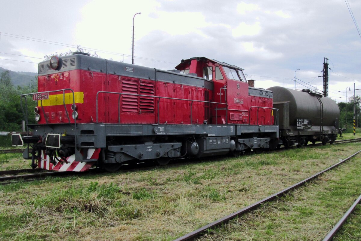 T466 0254 stands with a tank wagon in Vrutky Nakladi Stanica during an Open day on 30 May 2015.
