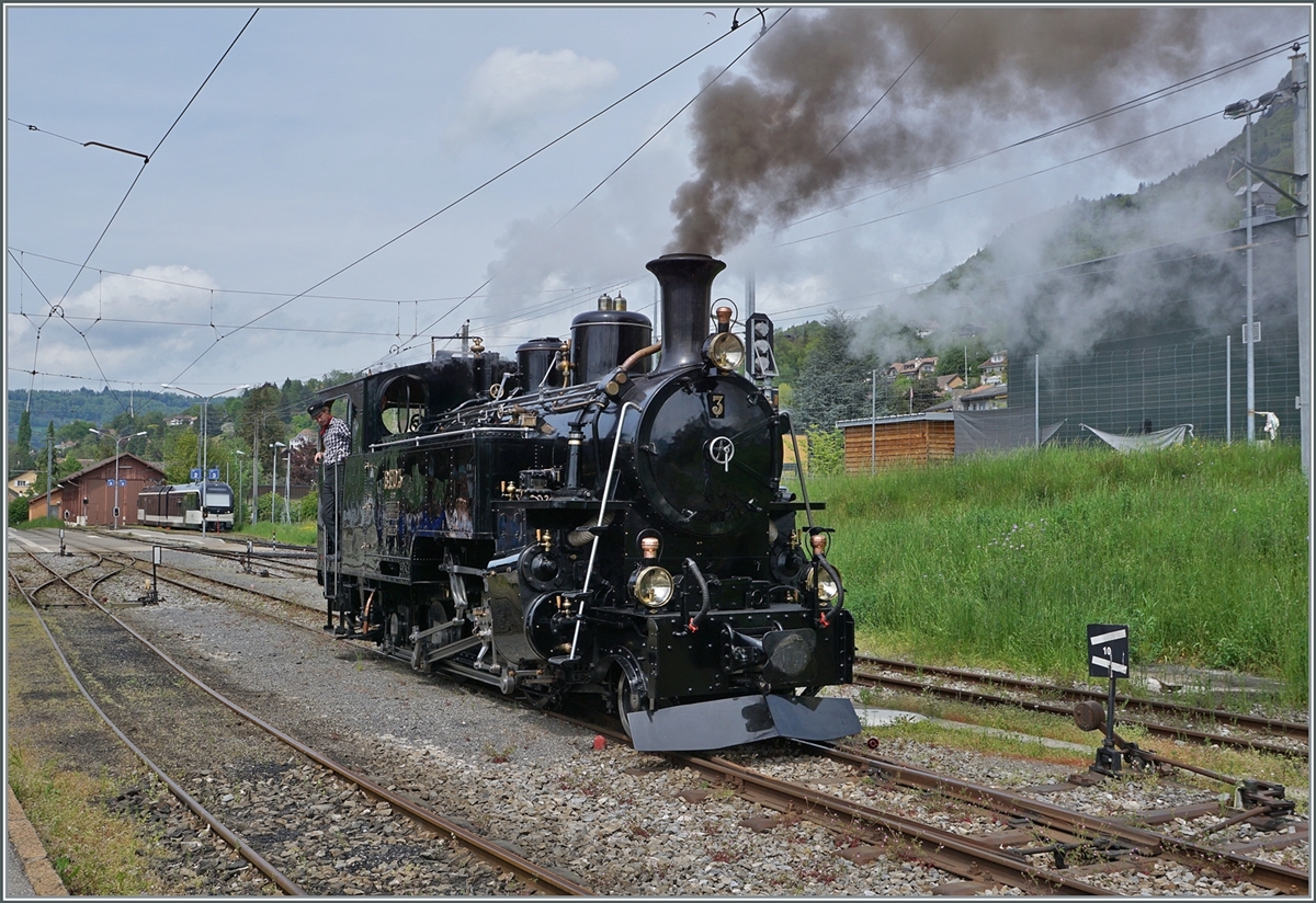 The BFD HG 3/4 N° 3 by the Blonay Chamby Railway in Blonay.

06.05.2023