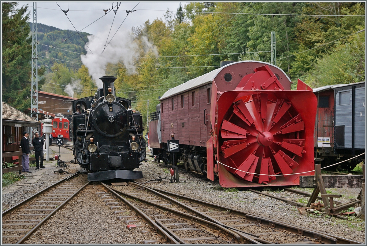 The BFD HG 3/4 N° 3 by the Blonay-Chamby Railway is shuting in the Chaulin Station.

04.10.2025
