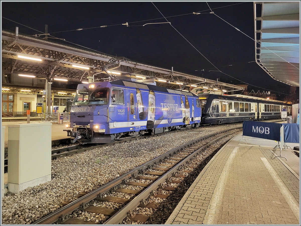 The MOB Ge 4/4 8001 is ready in Montreux with the GOLDENPASS EXPRESS GPX4064 for departure to Interlaken Ost.

Nov 30, 2024