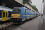 On 20 September 2017 MAV 480 011 stands in Budapest-Nyugati. The coaches in this IC-train are second hand bought ex-DB coaches for regional trains.