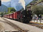 Steam locomotive No. 3 of the Zillertalbahn with its train in Mayrhofen train station. August 20,2024