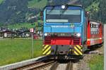 Diesel locomotive D15 of the Zillertalbahn arrives in Mayrhoven with its train.