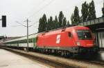 BB 1116 085 with PKP train waits for departure at the in 2012 demolished Wien Sdbahnhof on 23 May 2006.