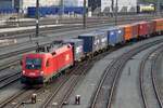 Container train with 1116 266 passes Kufstein on 3 April 2017.