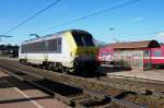 NMBS 1313 light-running and enjoying the sun at Antwerpen Noorderdokken on 20 April 2013.