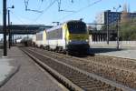 NMBS 1303 enters Antwerpen-Noorderdokken with a mixed freight on 20 April 2013.