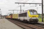 NMBS 1324 hauls a container train out of Antwerpen-Noorderdokken on 19 June 2014.