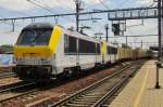 Intermodal train with 1320 passes Antwerpen-Berchem on 10 June 2015.