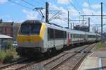 For the short hop to Luxembourg gare, NMBS 1350 has just left Arlon on 24 JUne 2024.