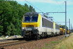 NMBS HLE13 The 1305 and the 1301 with a heavy freight train on their way to the harbor of Antwerp.
19-07-2010

