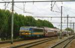 On 9 September 2009 NMBS 2159 pushes M-5 stock from Antwerpen Berchem -where the picture was made-  to Antwerpen Centraal.