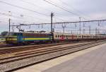 NMBS 2155 pushes an IC for Kortrijk out of Brugge on 22 May 2014.