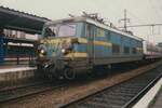 Frog's  view opn 2304 with a fast train to Namur via Huy at Liége-Guillemins on the evening of 13 July 1999.