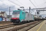 CoBRa 2828 hauls a tank train through Antwerpen-Berchem on 29 June 2016.