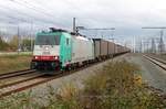 CoBRa 2808 hauls the Volvo-train through Antwerpen-Luchtbal on 19 November 2016.