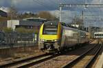 SNCB Desiro 08550 arrives at Mersch train station. Feb.26.2025