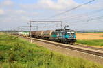 Locomotive 186 255 from Lineas hauling the BASF train from Antwerpen-Noord to Ludwigshafen is passing in Warsage, 17/5/2025.
