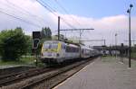 NMBS 1816 pushes an IC to Essen (belgium) through Antwerpen Noorderdokken on 30 May 2013.