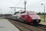 Something special II: Thalys EMU 4538 rides through Antwerpen-Noorderdokken on 22 August 2013. Since this set carried no passengers and takes the old line (the High Speed Line being a few yards away), it is presumable, that this set is bound for the maintainance facilities at Bruxelles-Forest (Vorst).