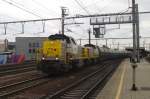 Zinc ore train, hauled by 7779, passes Antwerpen-Berchem on 21 May 2014.