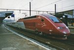 Thalys 4302 stands at Liége Guillemins on 13 July 1999.