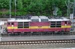 View from a bridge: On 10 April 2014 CD Cargo 372 013 -still wearing the original colours of the class- stands in Bad Schandau.