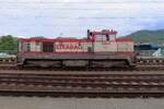 Strabag CZ 741 703 rides solo through Decin hl.n. on 27 May 2025.