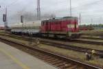 CD 742 331 with two cement wagons quits Pardubice hl.n. on 4 June 2013.

