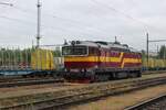 Quasi retro liveried 754 043 stands in Jihlava on 28 May 2025.
