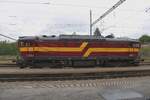 Quasi retro liveried 754 043 stands in Jihlava on 28 May 2025.