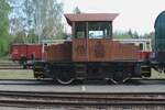 The wood appearance is fake on the steel shunter 799 019 standing in the railway museum of Luzna u Rakovnika on 11 May 2024.