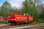 Karkulke (Little Red Hood) T444 162 stands in the railway museum of Luzna u Rakovnika on 11 May 2024. 