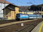 EuroCity with 193 298 is about to leave Usti-nad-Labem on 6 April 2017.