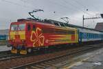 Advertising for the national postal office, CD 362 121 stands at ostrava hl.n. on a rainy 23 September 2017.