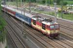 Top shot of CD 371 015 entering Bad Schandau with a Prague bound EuroCity, 12 May 2012.