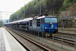 CD 372 009 with BLG car train has arrived at Bad Schandau on 11 April 2014.