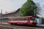 Railbus 810 009 takes a 15-minute break at zatec as an osobni Luzna u Rakovnika to Chomutov on 12 May 2024.