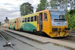 Regionova 814 013 stands in Bechyne on 15 September 2017.