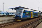 GW Train Regio 841 268 shows her new Plzen Kraj colours at Klatovy on 9 May 2024.
