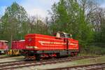 Karkulke (Little Red Hood) T444 162 stands in the railway museum of Luzna u Rakovnika on 11 May 2024.