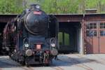 Recently restored 464 102 stands in the Railway Museum of Luzna u Rakovnika on 11 May 2024.